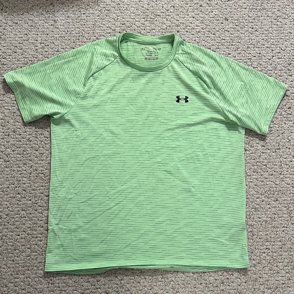 Under Armour Men's Light Green Striped Tee large - Picture 1 of 3